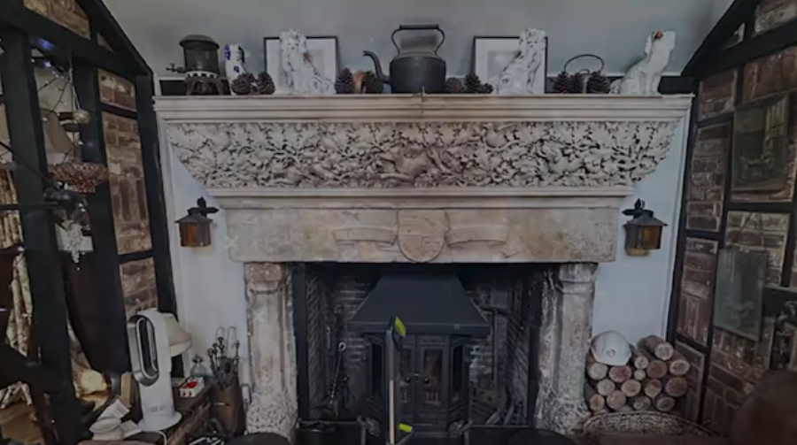 Chimenea de piedra restaurada - después